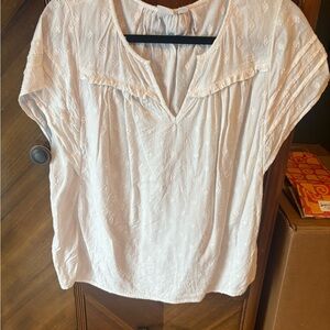 GAP Cream Embroidered Short-Sleeve Peasant Blouse